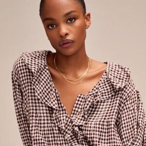 Madewell Ruffled Pintuck Top, size M